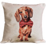 Gobelin decorative cushion design Brown Dachshund with bow tie