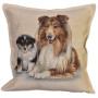 Gobelin decorative cushion with Collie design