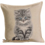 Gobelin decorative cushion design Gray cat with blue eyes