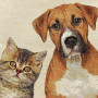 Gobelin decorative cushion with Dog and cat design