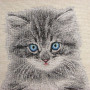 Cuscino gobelin disegno Gatto grigio con occhi azzurri