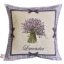 Gobelin decorative cushion with Lavender design with checkered frame
