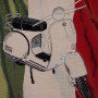 Cuscino gobelin disegno Scooter bianco