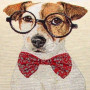 Cuscino gobelin disegno Jack Russell con occhiali