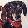 Cuscino gobelin disegno Bassottini con collare
