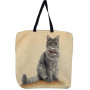 Borsa gobelin disegno Gatto grigio con collare rosso