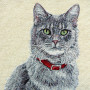 Borsa gobelin disegno Gatto grigio con collare rosso